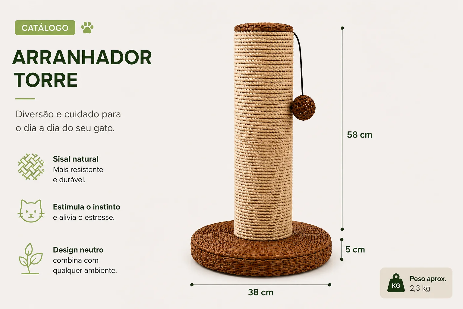 Projeto Conceitual - Arranhador Pet Vertical com Base Circular - Imagem 3